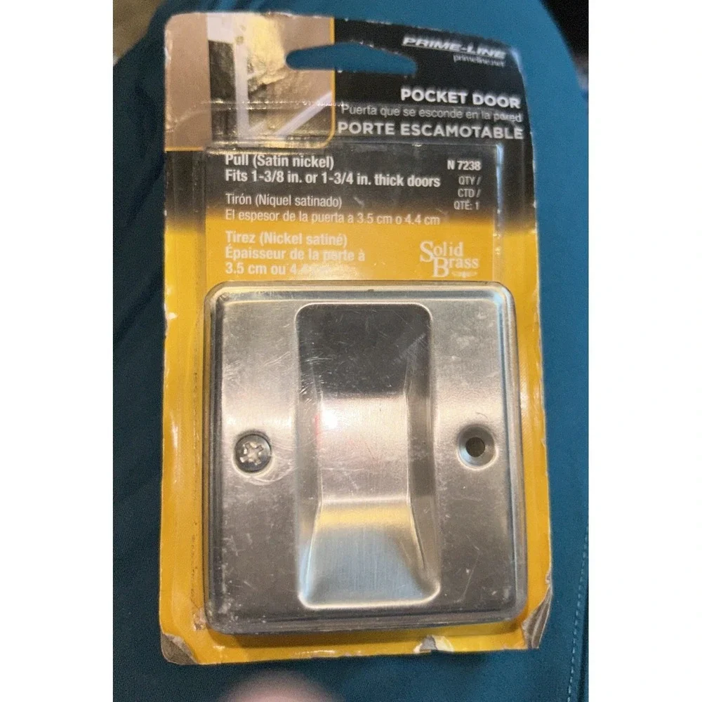PRIME-LINE N 7238 SATIN NICKEL, POCKET DOOR PULL 1-3/8